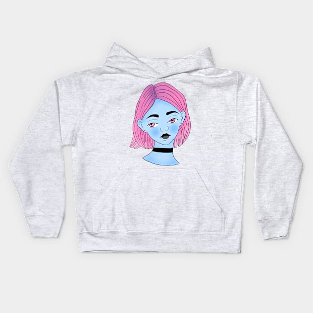 Pink Hair, Don't Care Kids Hoodie by nannasaidno